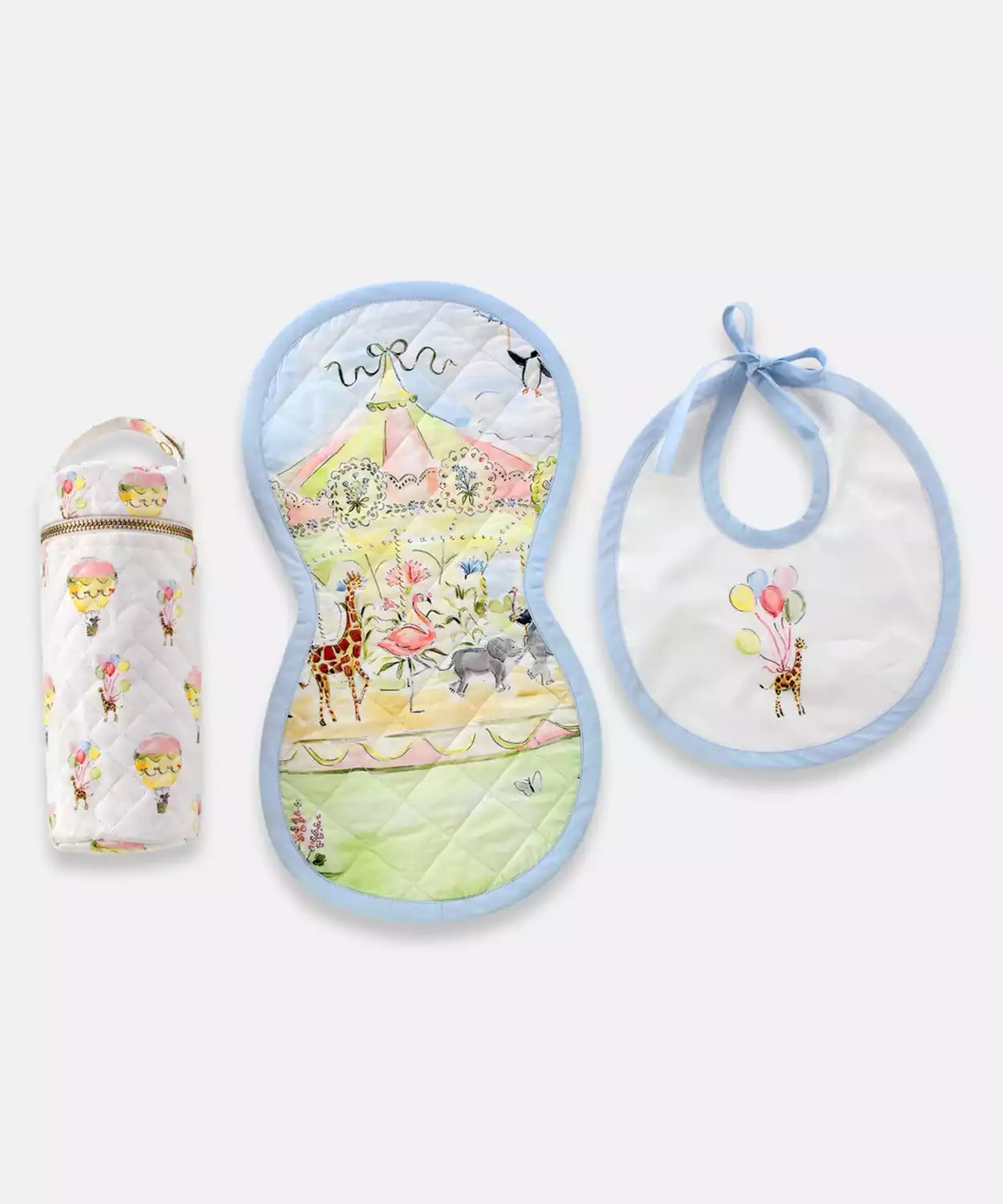 Infant Carnival Print Egyptian Cotton Baby Feed Set- Small (Pack of 3)