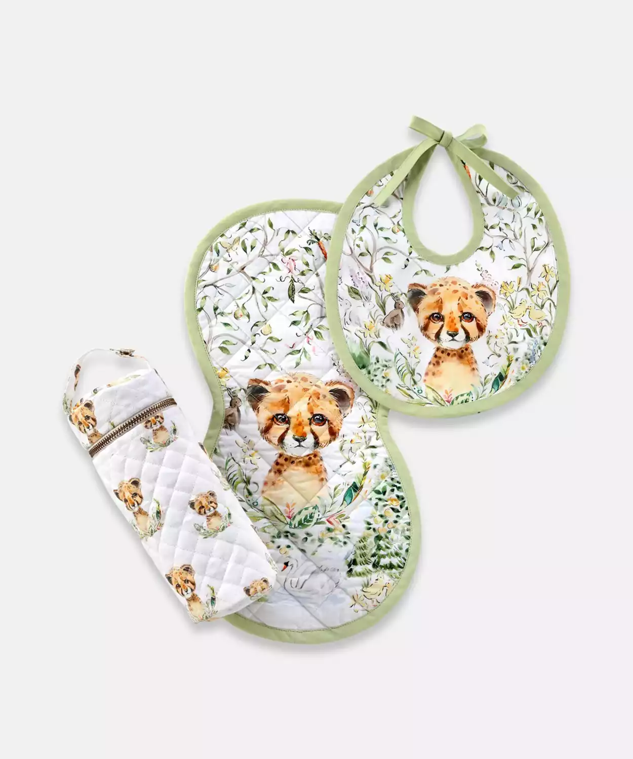 Infant Leo Print Egyptian Cotton Baby Feed Set (Pack of 3)