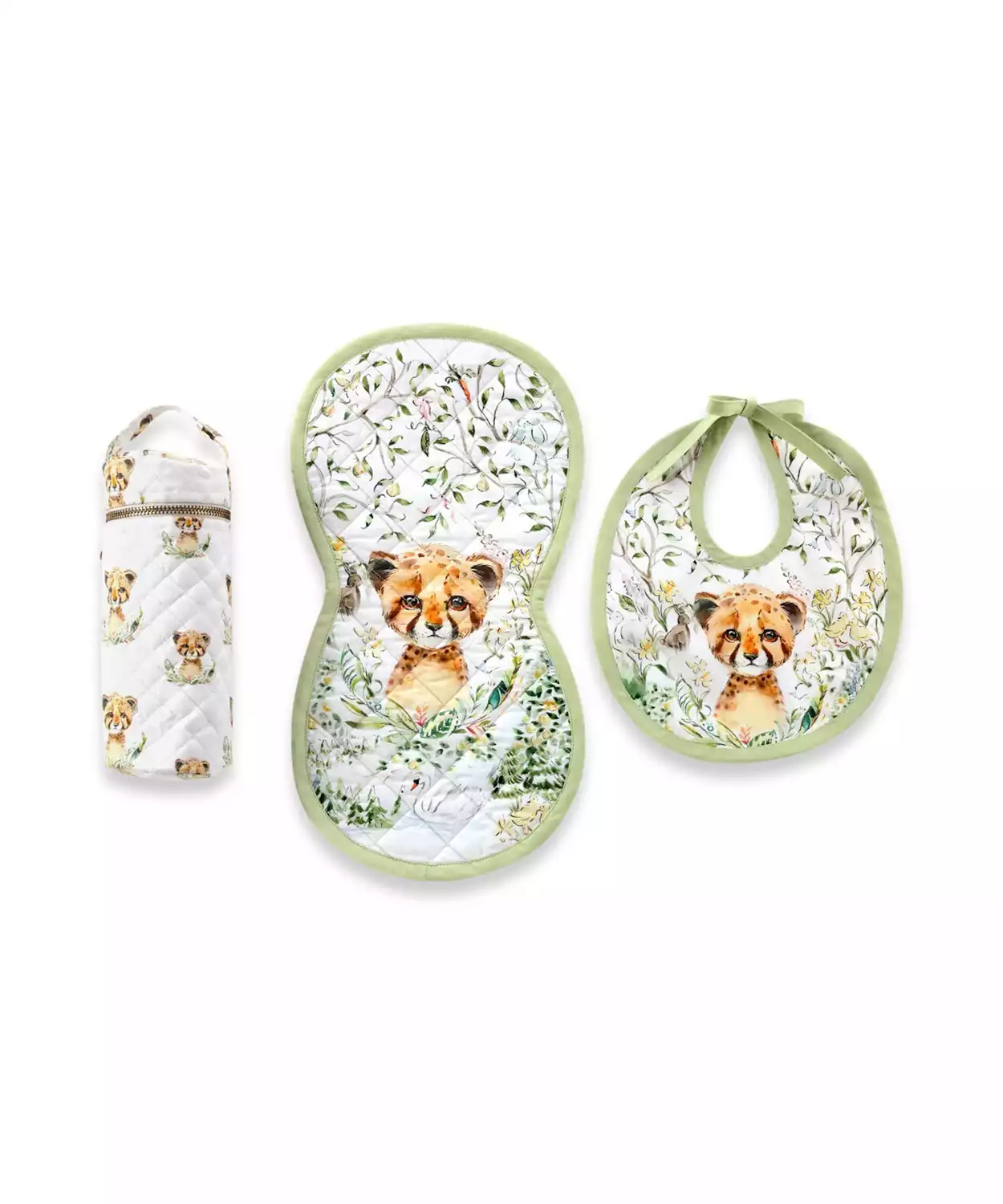 Infant Leo Print Egyptian Cotton Baby Feed Set (Pack of 3)