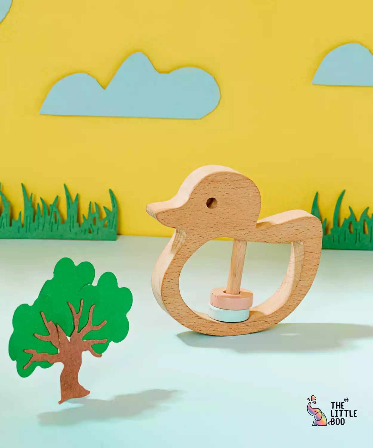 Wooden Duck Shaped Rattle for Babies
