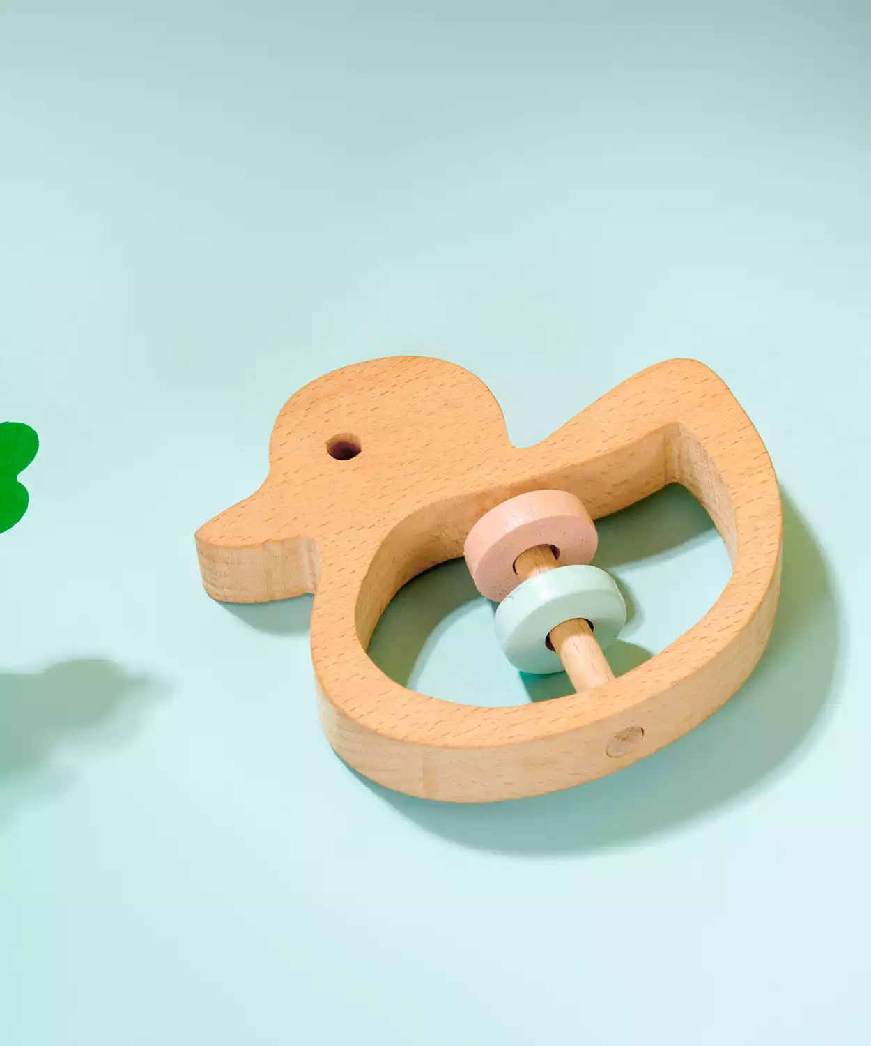 Wooden Duck Shaped Rattle for Babies