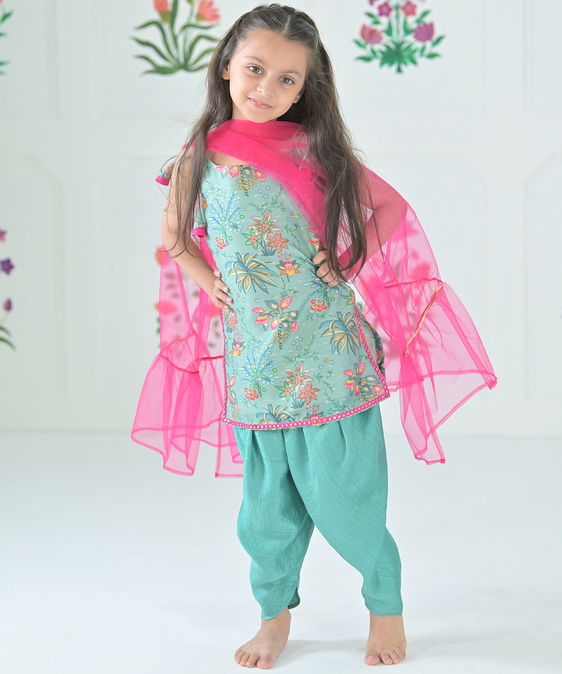 Turquoise Dhoti Salwar Set