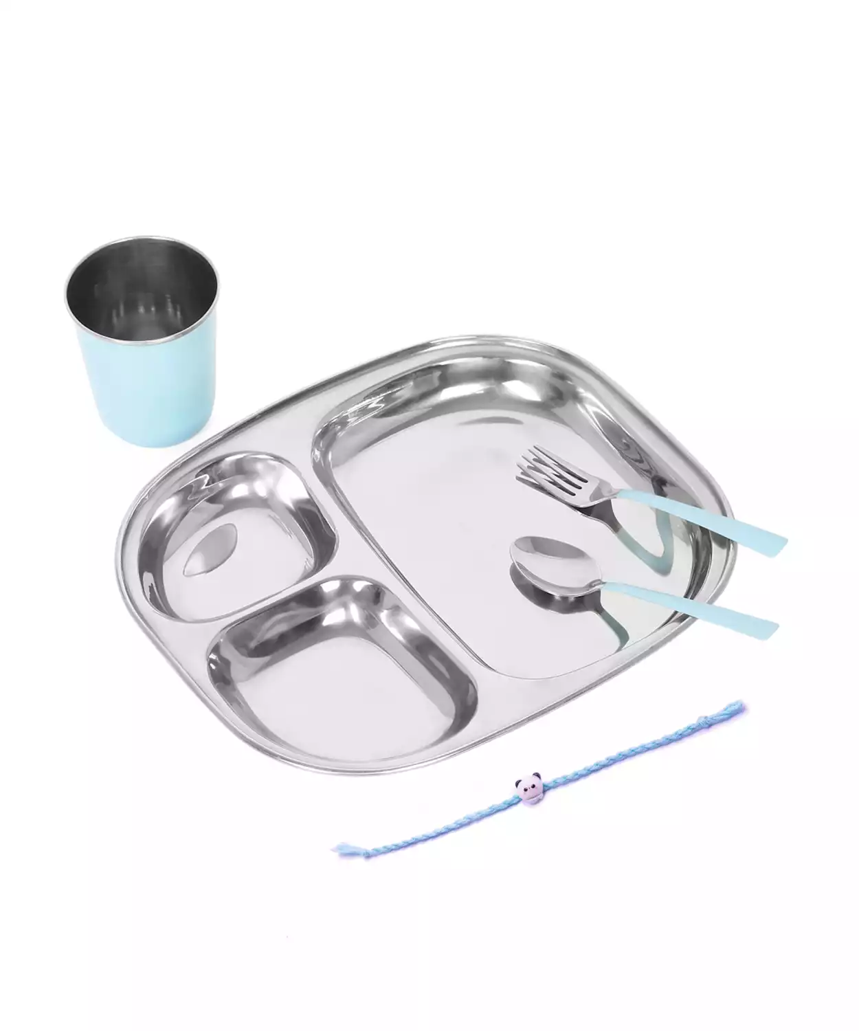 Rakhi Gift Set Steel Dinner Box(4Pcs) -Blue