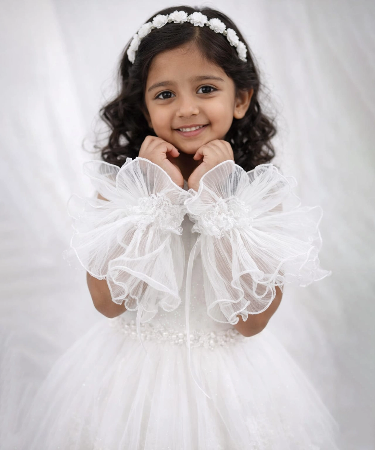 Frilly Bracelet Gloves - White