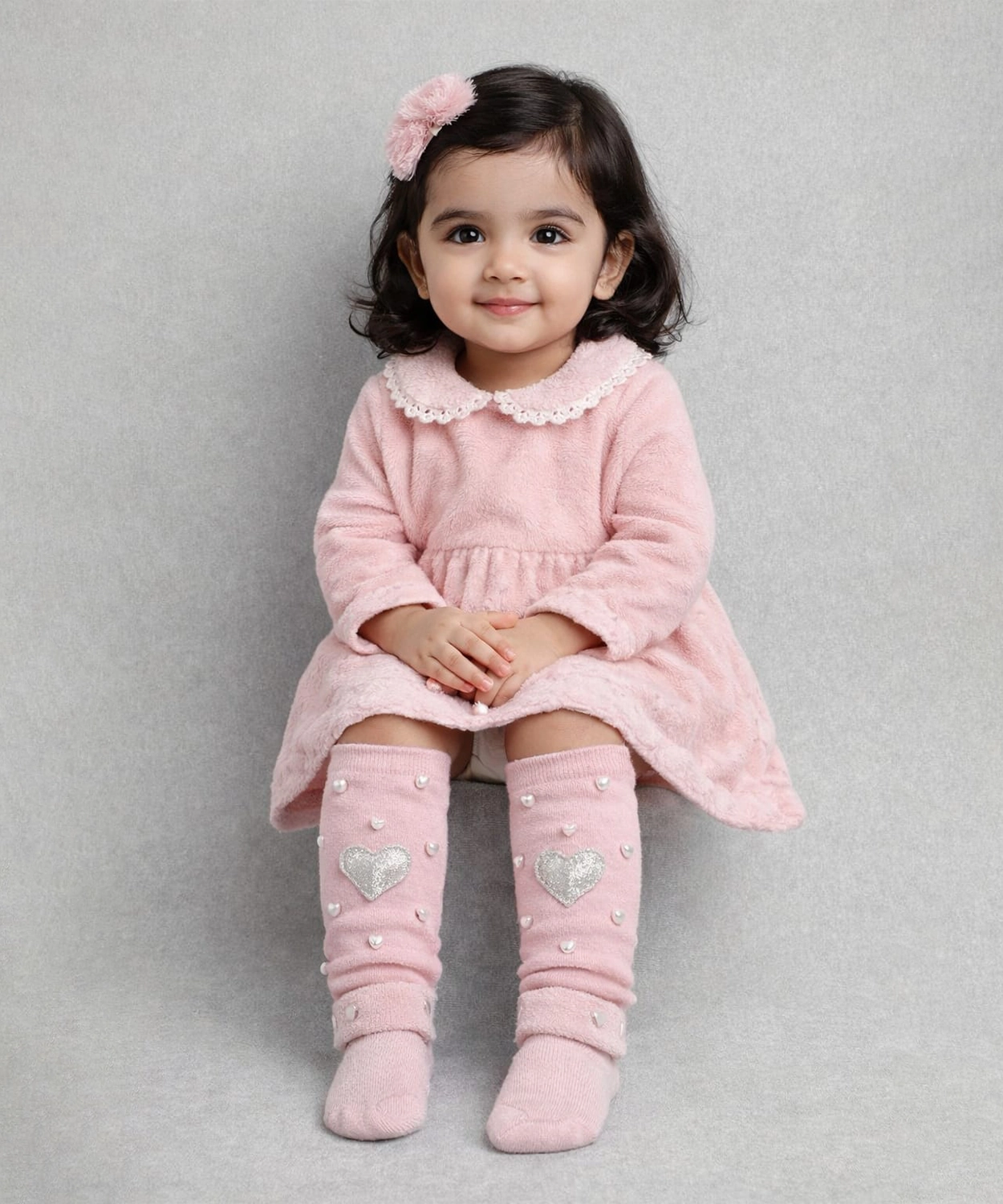 Heart Legwarmers With Socks - Light Pink