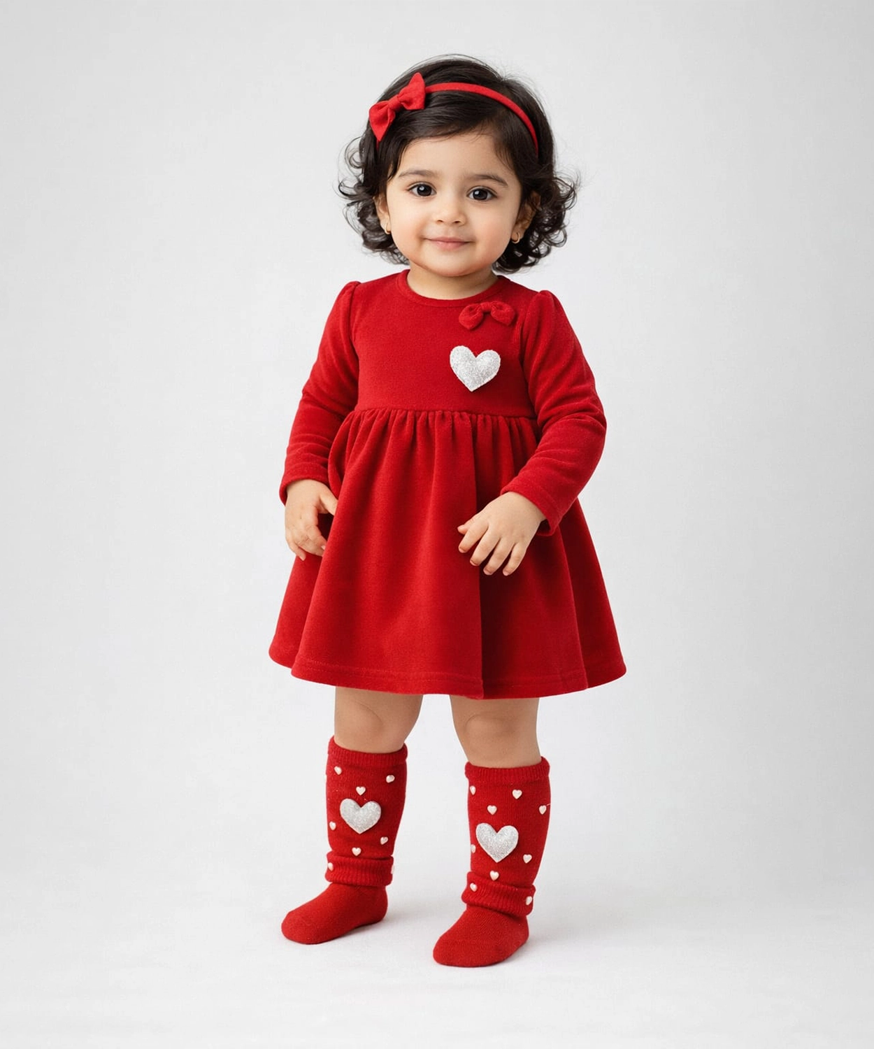 Heart Legwarmers With Socks - Red