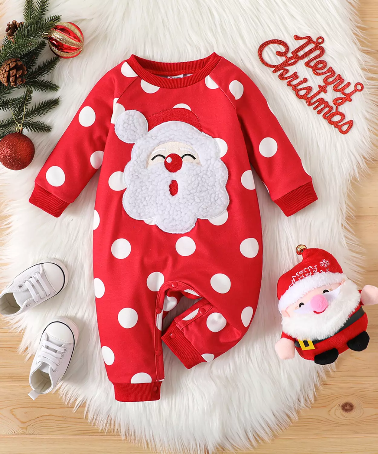Baby Santa Polka Dot Cute Romper