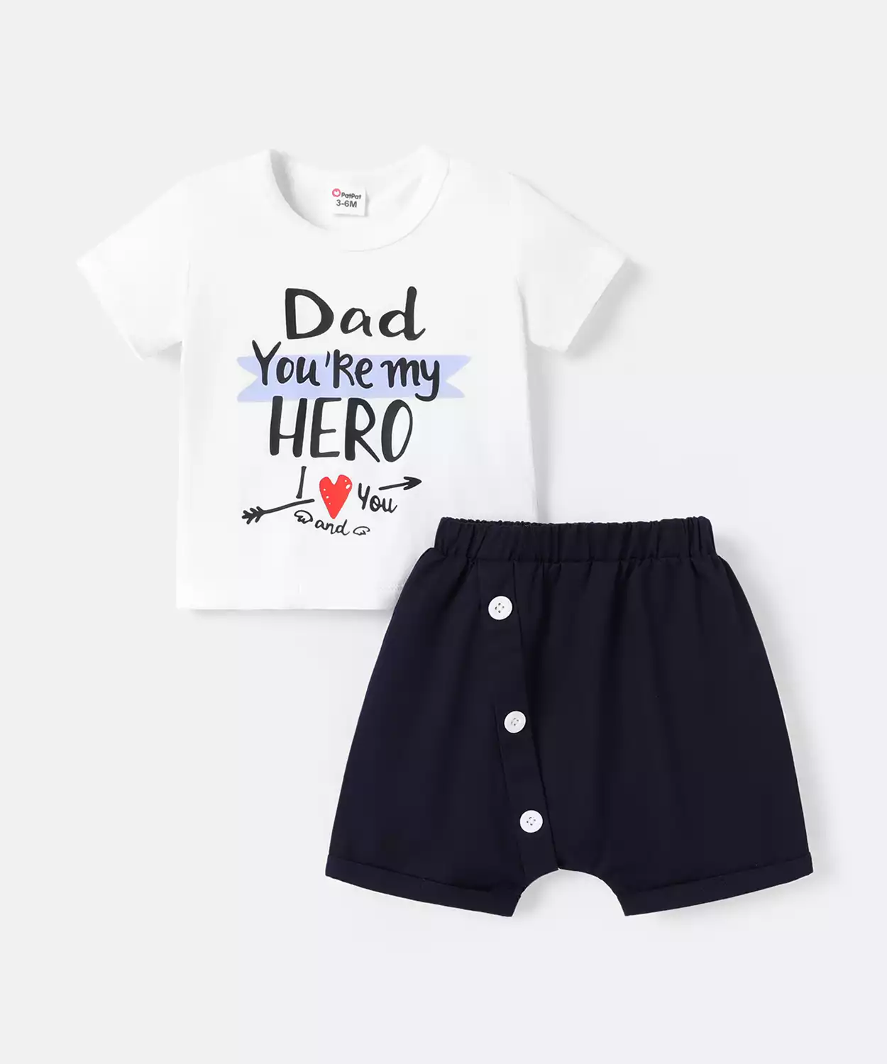 Baby Boy Dad U R My Hero Printed 2Pc Short Set