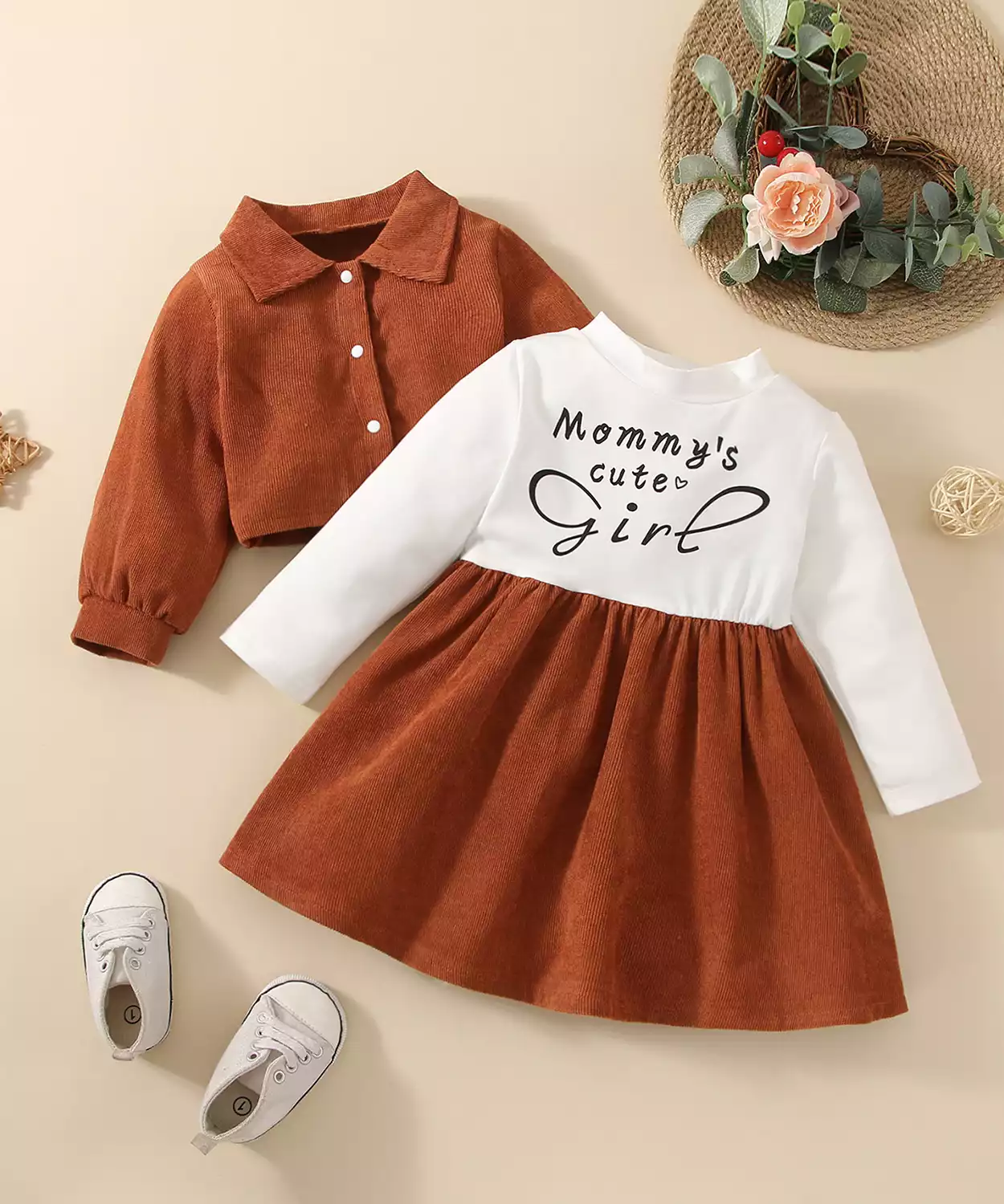 Baby Girl Mommy'S Girl Printed Dress With Jacket Set