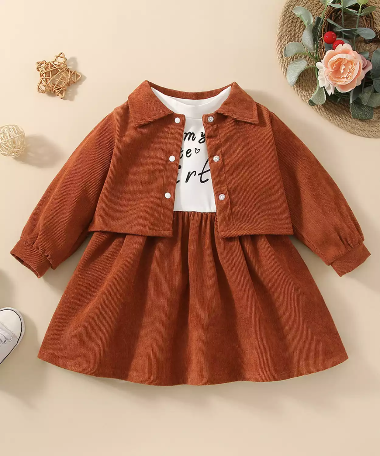 Baby Girl Mommy'S Girl Printed Dress With Jacket Set