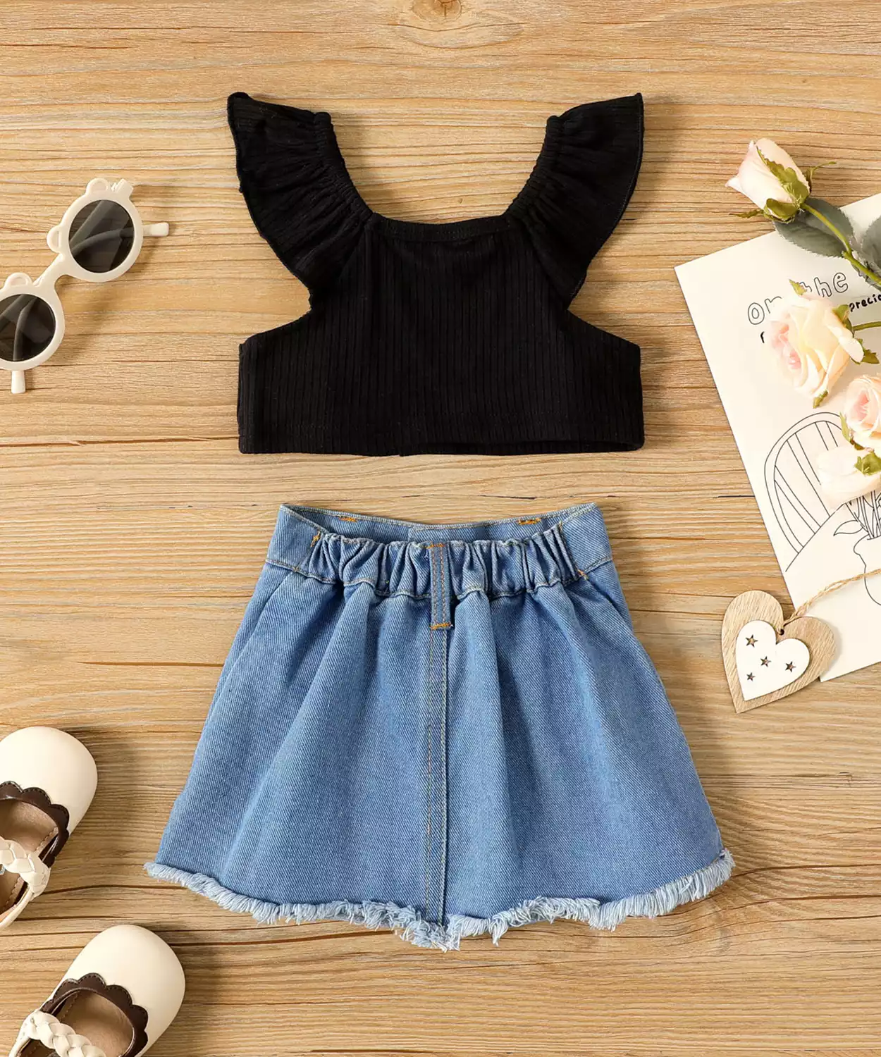 Baby Girl 2Pc Top And Denim Skirt Set