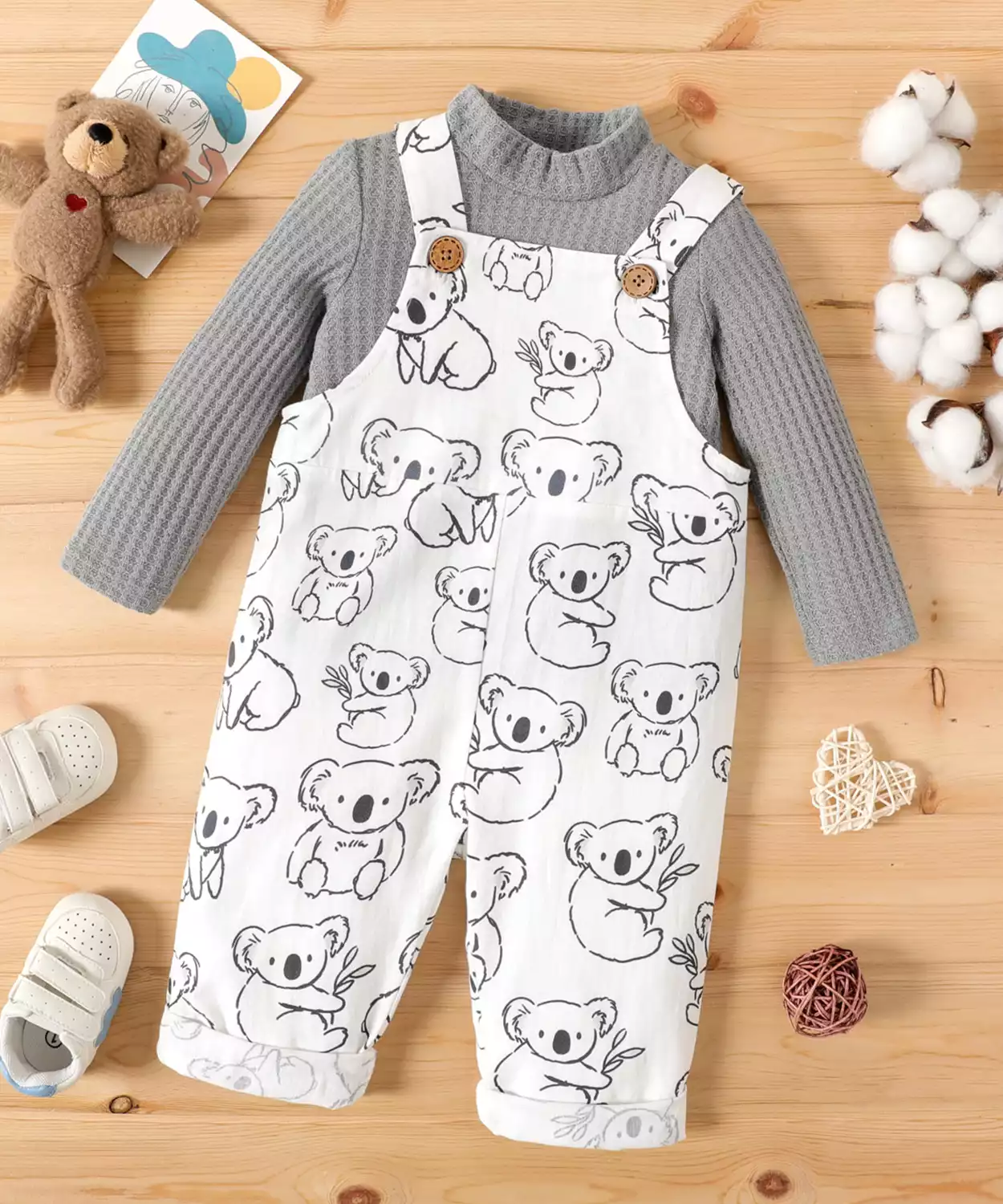 Baby Girl Panda Printed 2Pc Romper Set