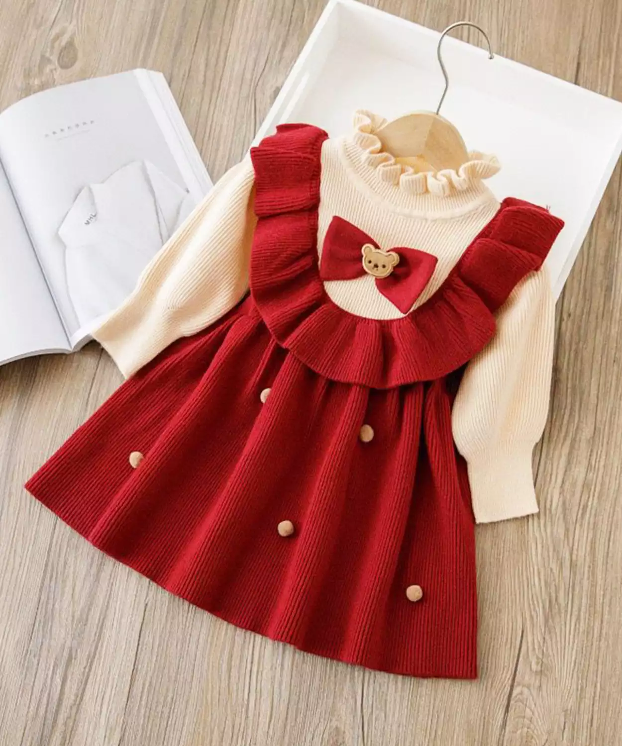 Baby Girl Teddy Ruffle Style Winter Frock