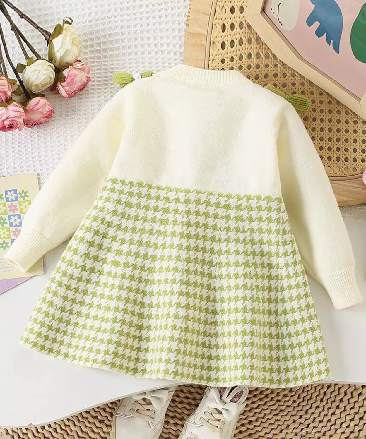 Baby Girl Suspender Style Checked Winter Dress