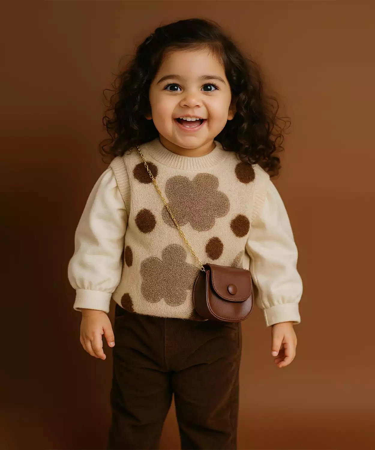 Toddler Girl 4Pc Half Sweater With Swollen Pant And Matching Bag Set