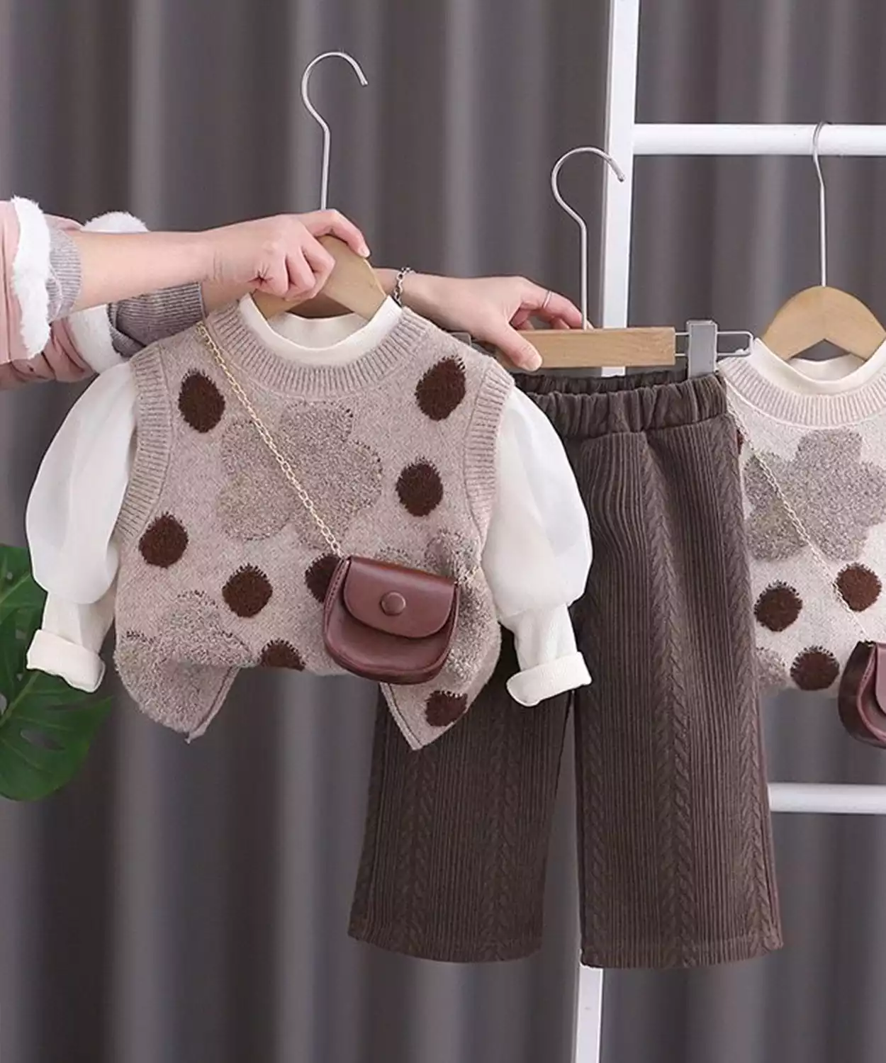 Toddler Girl 4Pc Half Sweater With Swollen Pant And Matching Bag Set