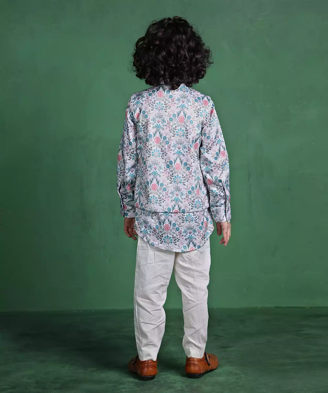 Chinarbagh Print Nehru Jacket with matching Kurta & Pant Set