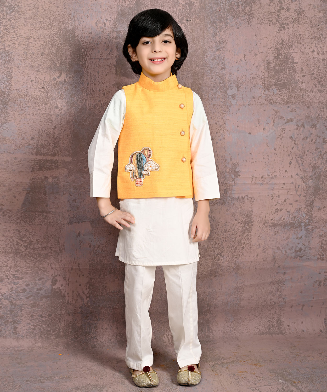 Hot Air Balloon Motif Nehru Jacket with Kurta & Pant Set