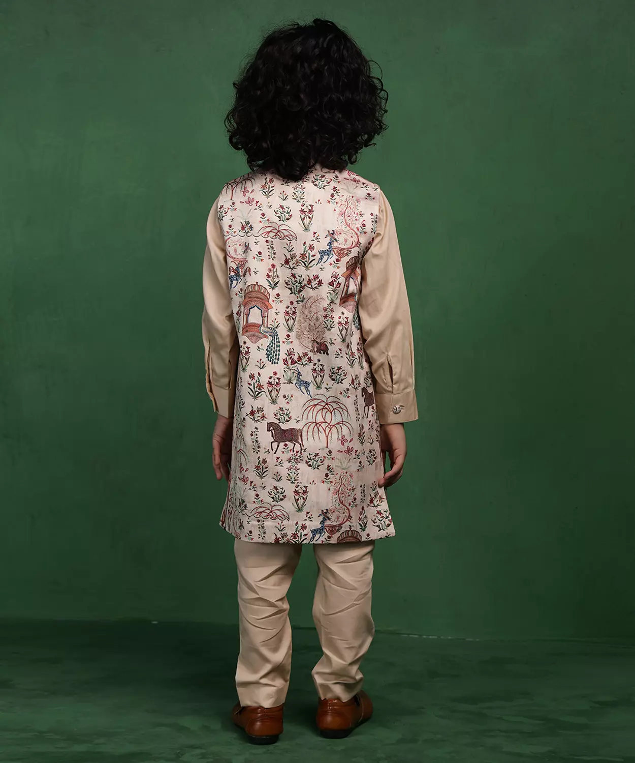 Rajbagh Print Long Jacket With Matching Kurta & Pant Set