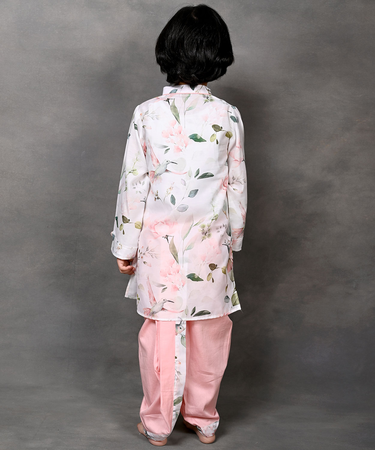 Hummingbird Print Kurta & Dhoti Set