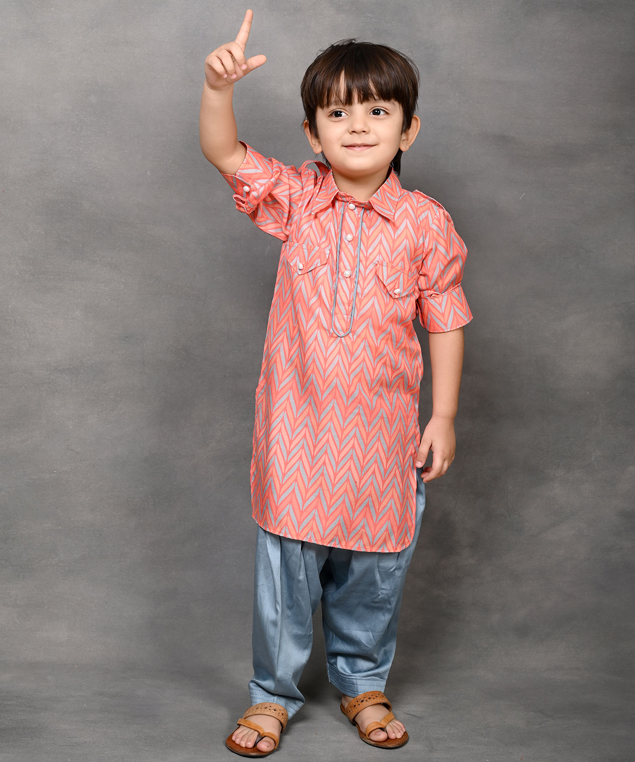 Chevron Print Pathani & Salwaar Set