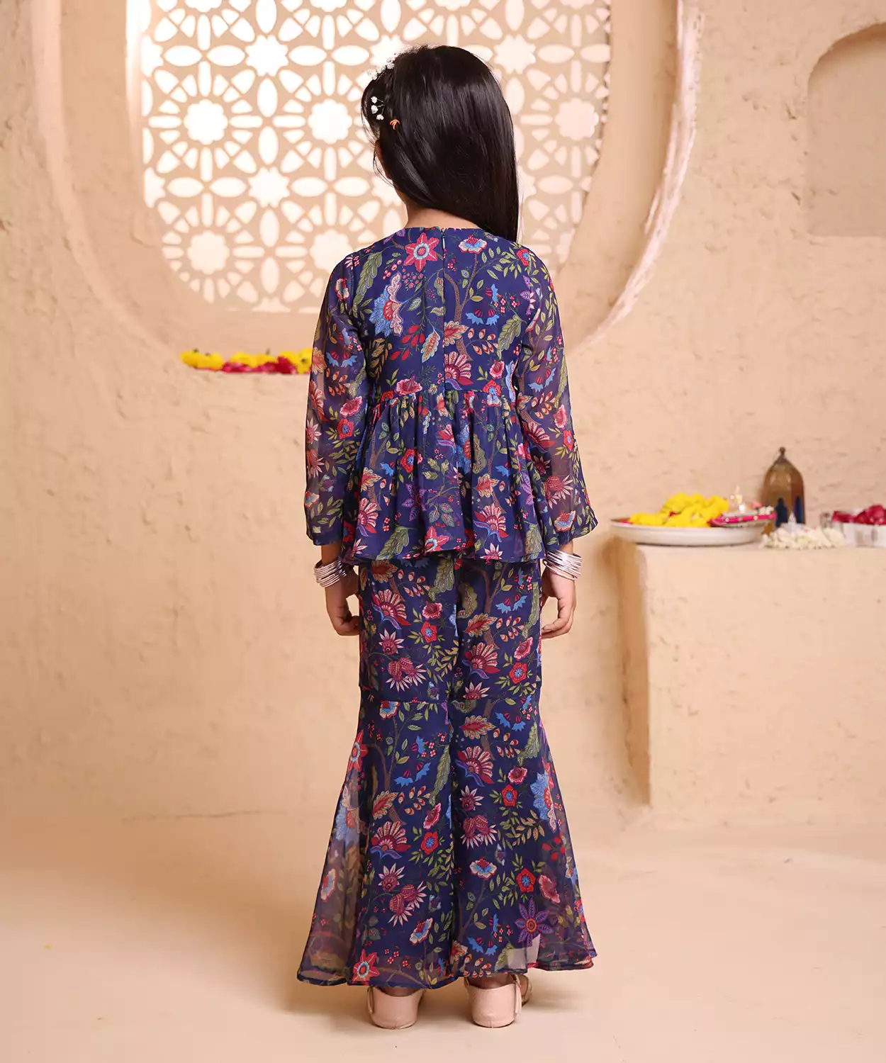 Gulnaar Print Peplum & Gharara Set