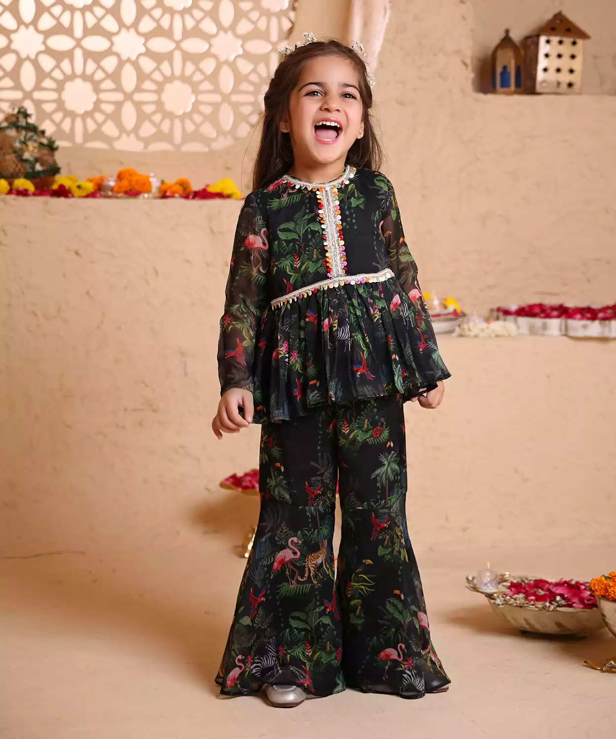 Sherbagh Print Peplum & Gharara Set