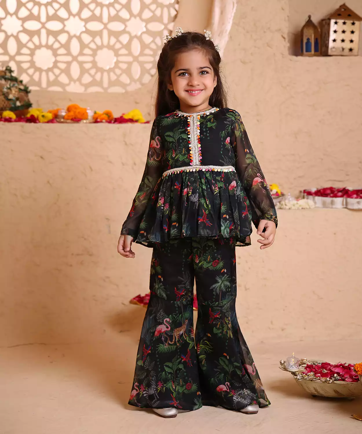 Sherbagh Print Peplum & Gharara Set