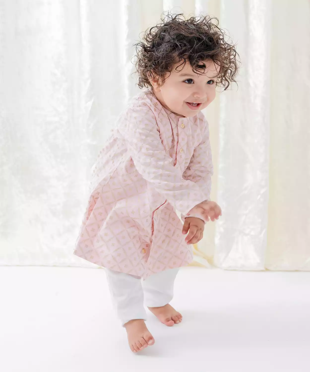 Boy Boy Kurta Pyjama Set-Pink