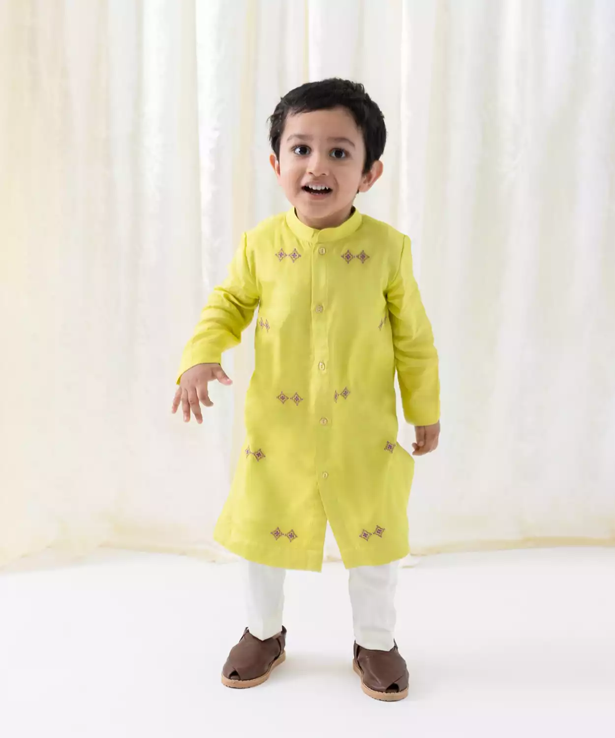 Boy Kurta Pyjama Set-Green