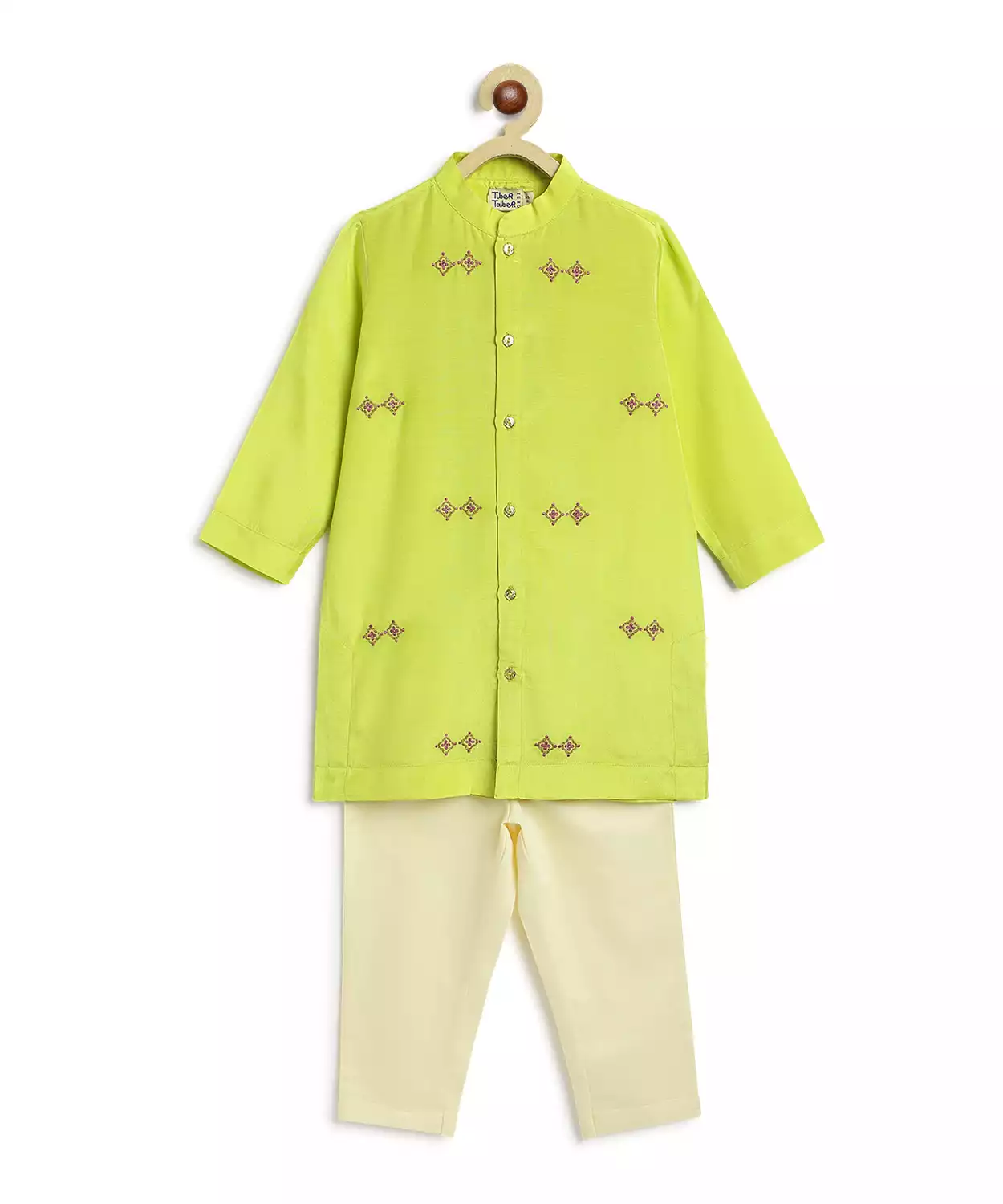 Boy Kurta Pyjama Set-Green