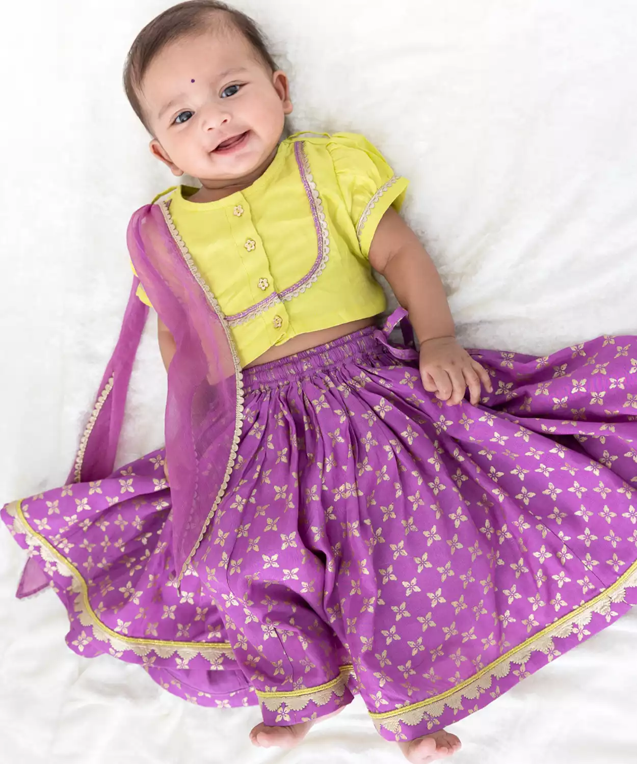 Baby Girl Lehenga Set-Green