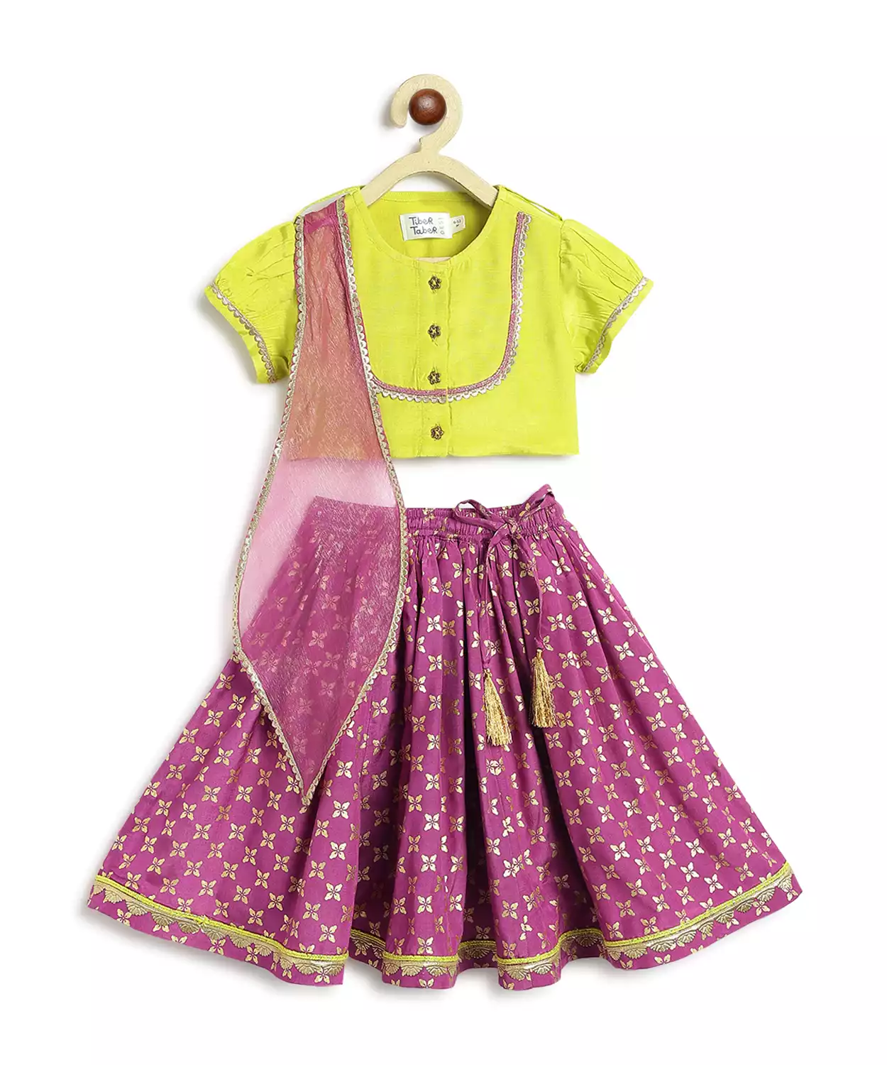Baby Girl Lehenga Set-Green
