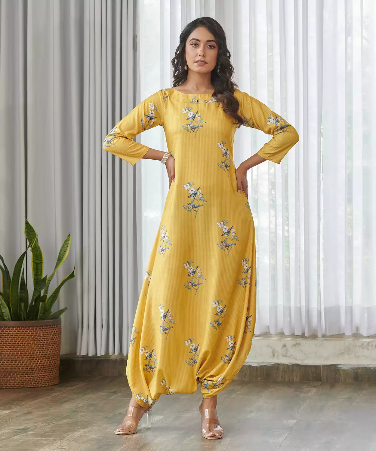 Kesar Yellow Dhoti Jumpsuit