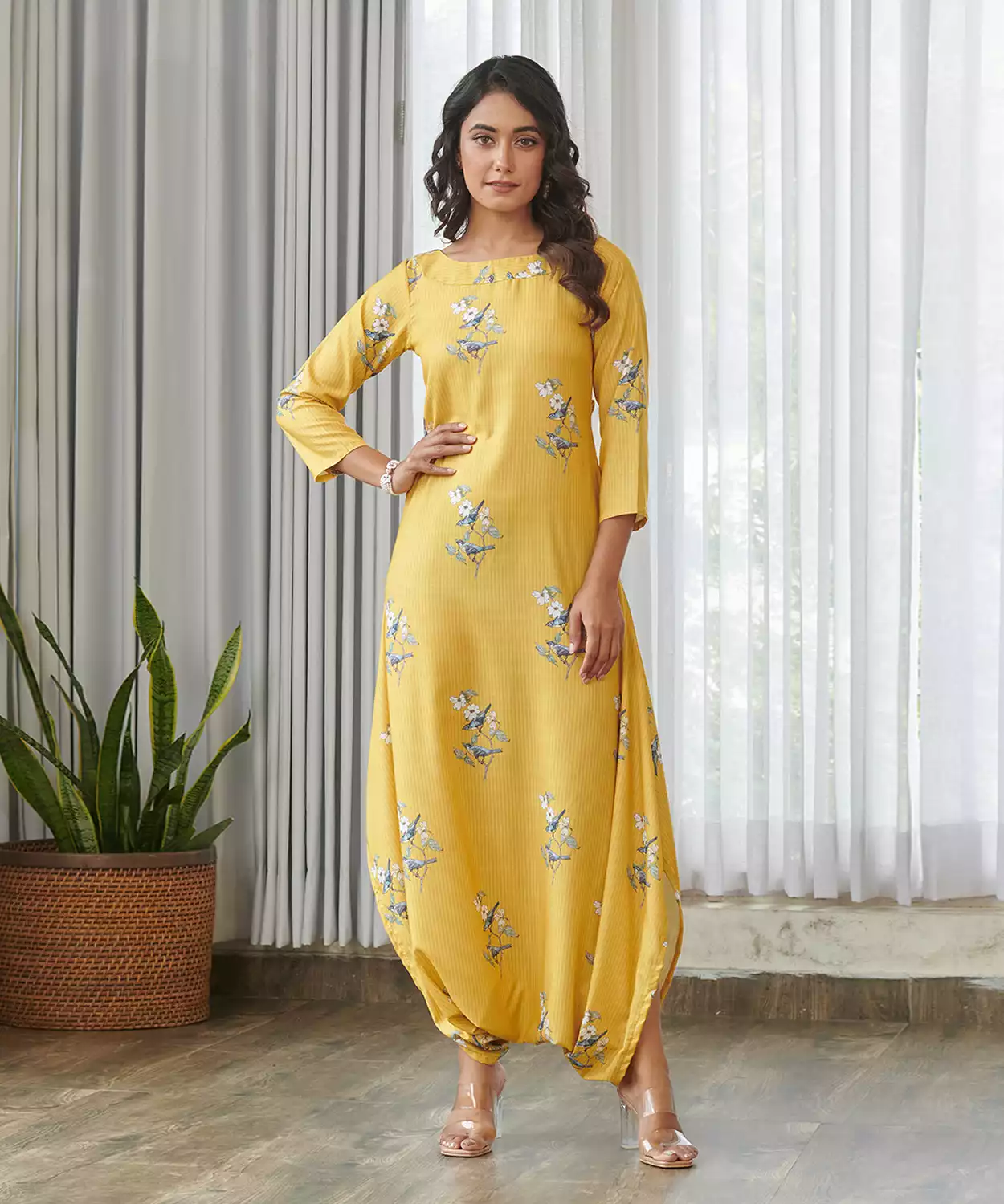 Kesar Yellow Dhoti Jumpsuit