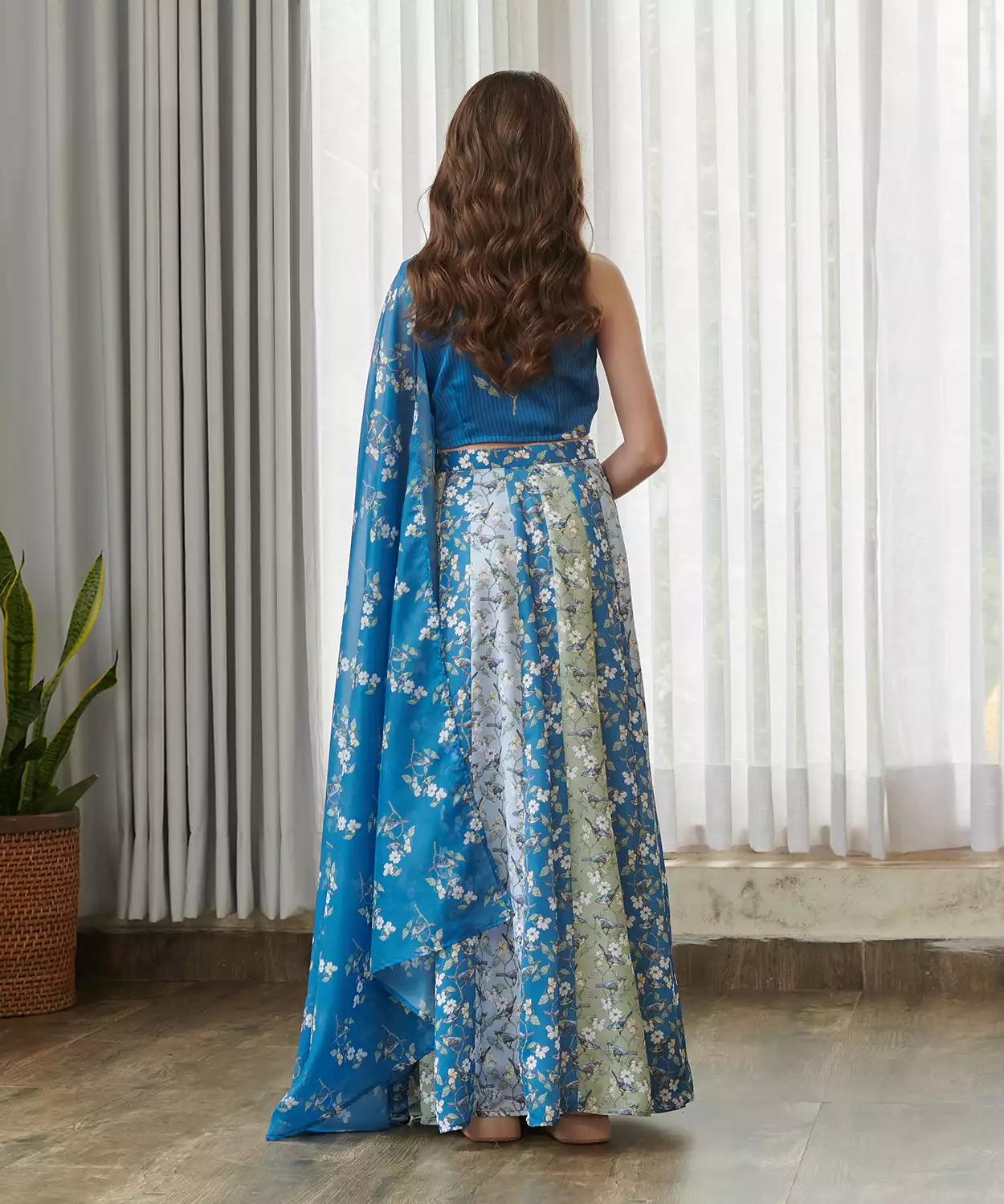 Indra Blue Kali Lehenga Kids