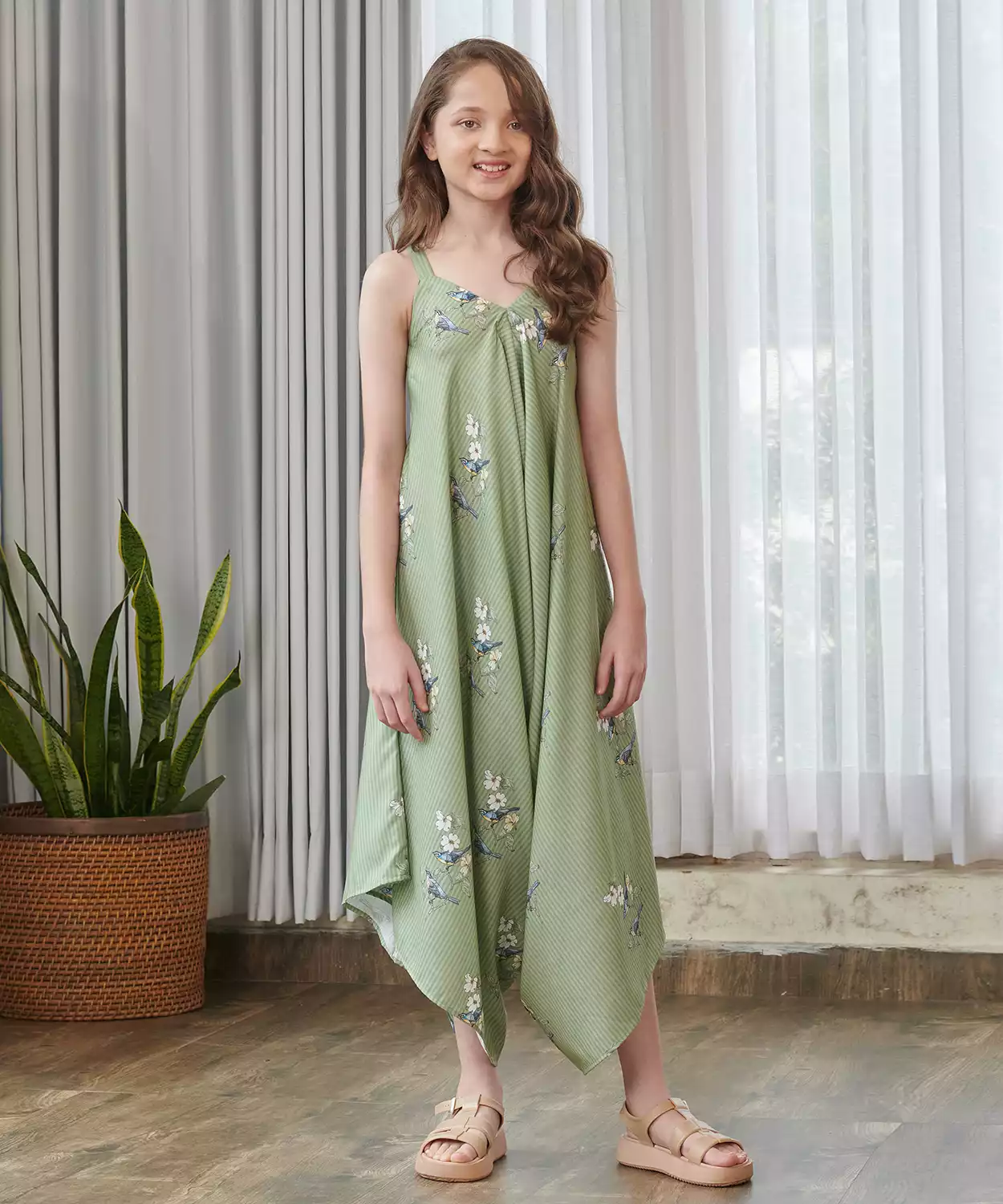 Tulsi Green Palazzo Jumpsuit Kids