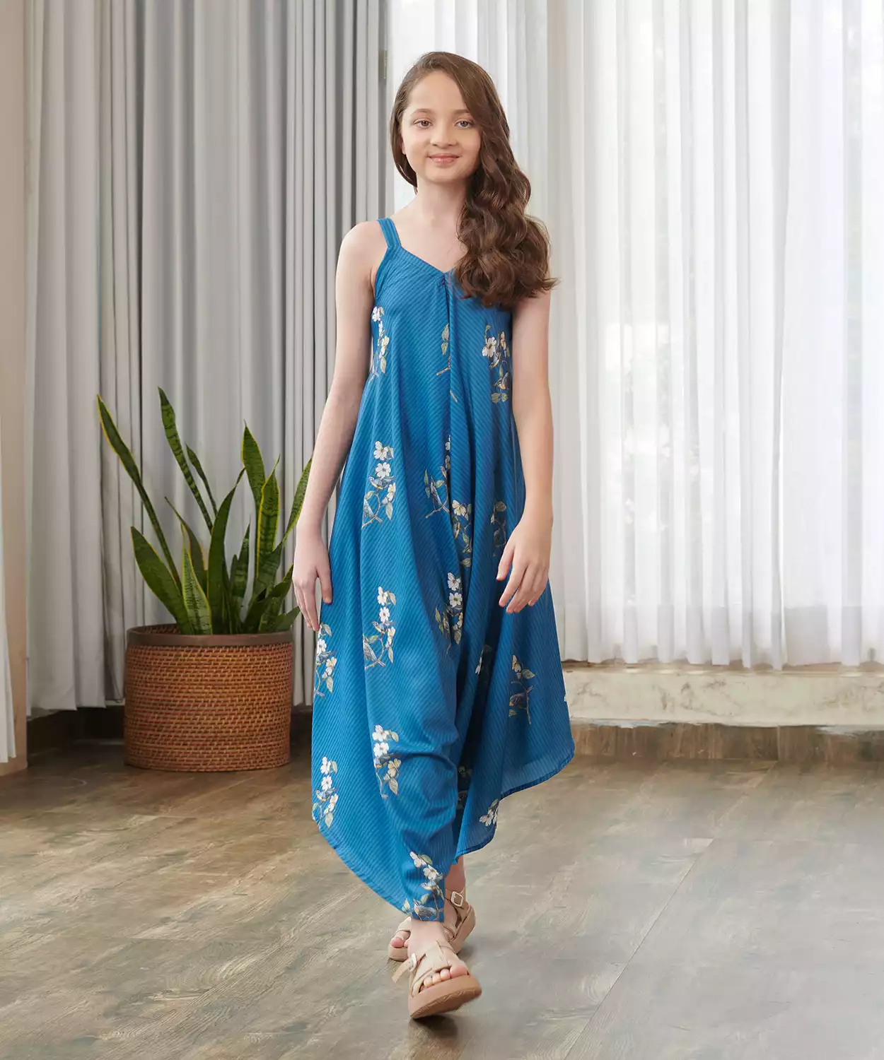 Indra Blue Palazzo Jumpsuit Kids