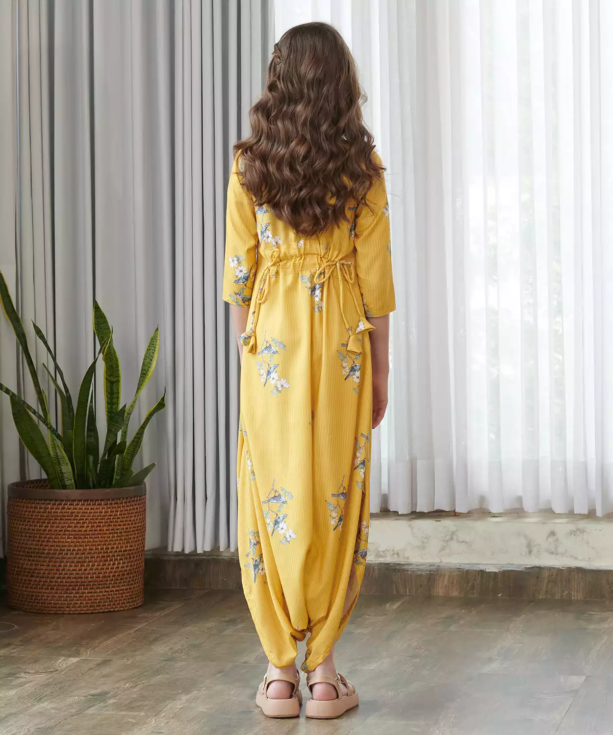 Kesar Yellow Dhoti Jumpsuit Kids