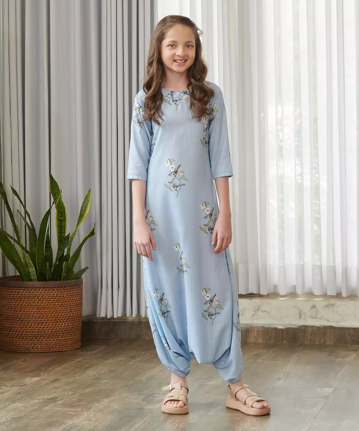 Jal Blue Dhoti Jumpsuit Kids