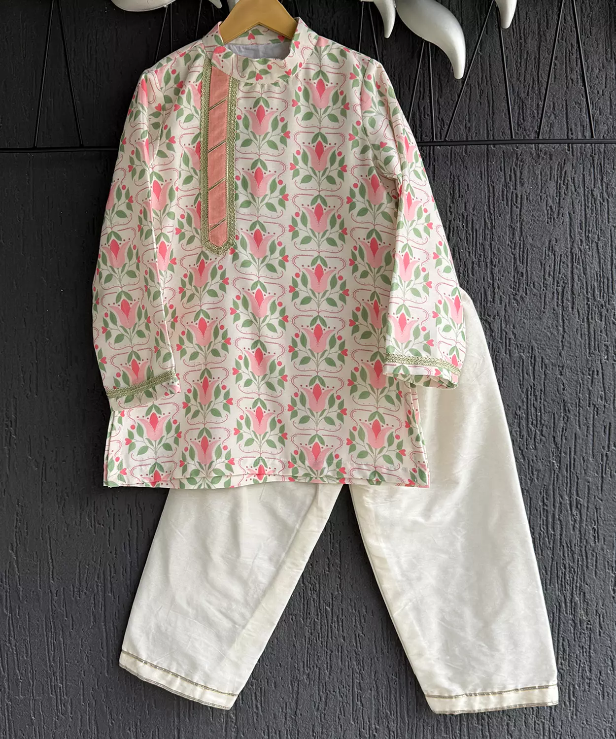 Peach Printed Kurta Set