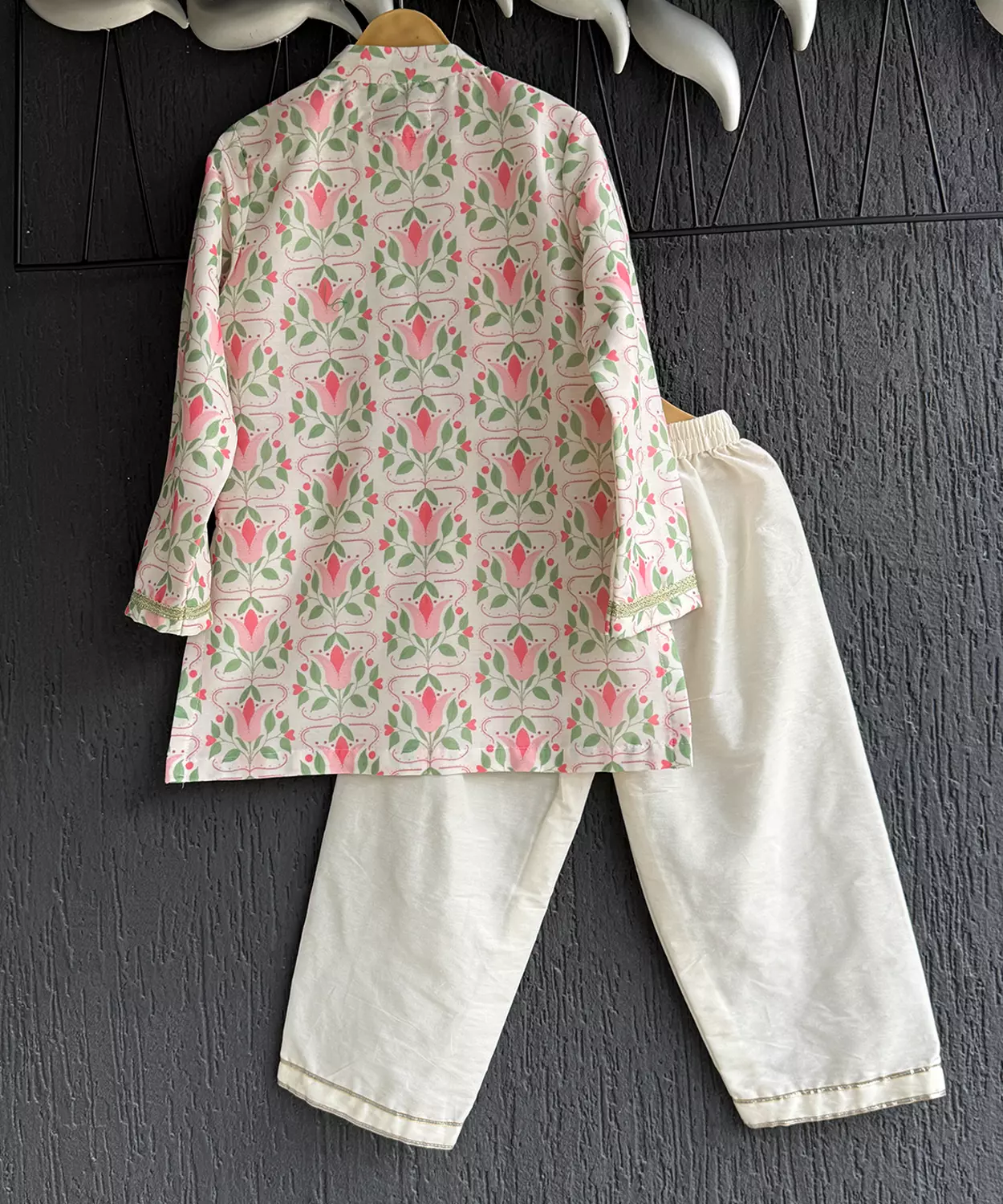 Peach Printed Kurta Set