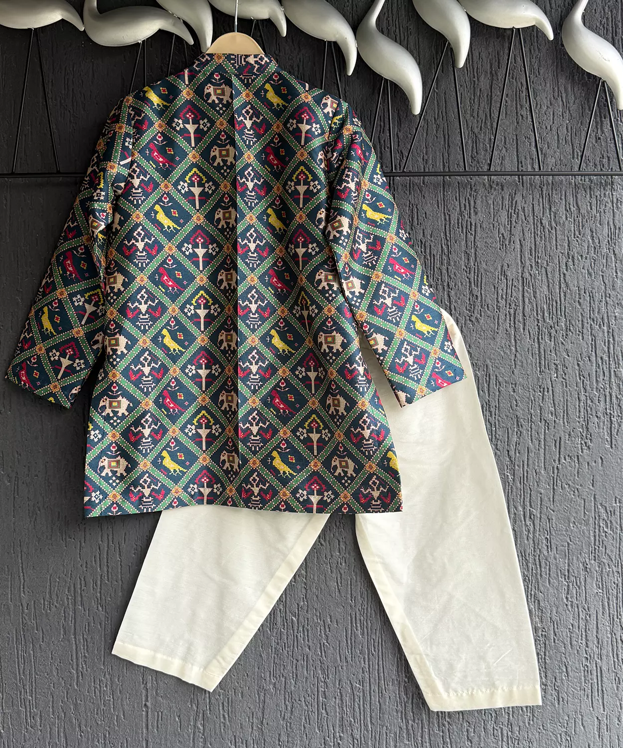 Navy Blue Patola Print Kurta Set