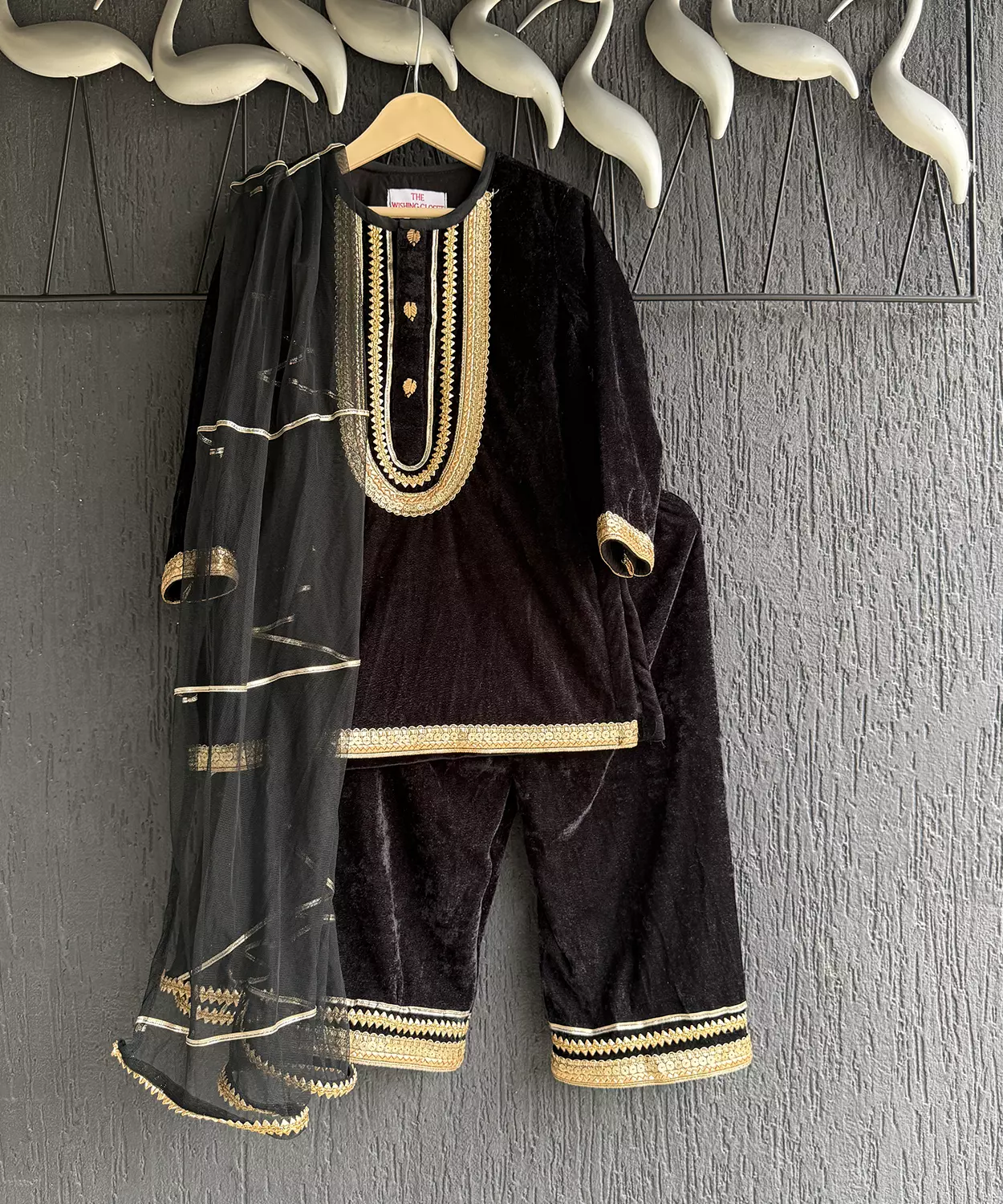 Black Velvet Kurta Co-Ord Set