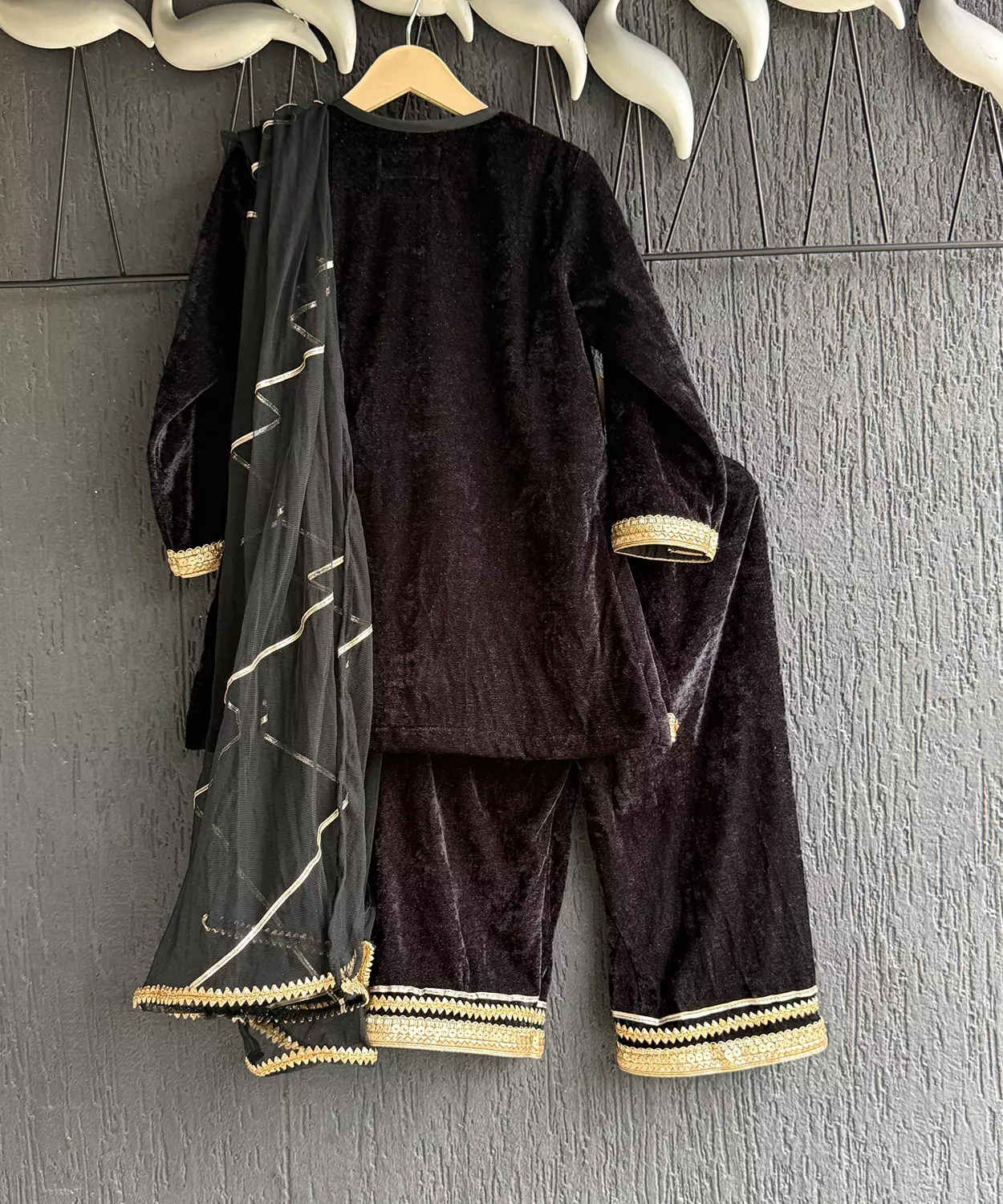 Black Velvet Kurta Co-Ord Set