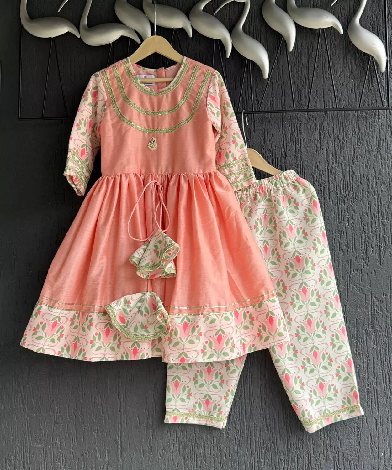 Peach Cotton Silk Frock Style Kurta
