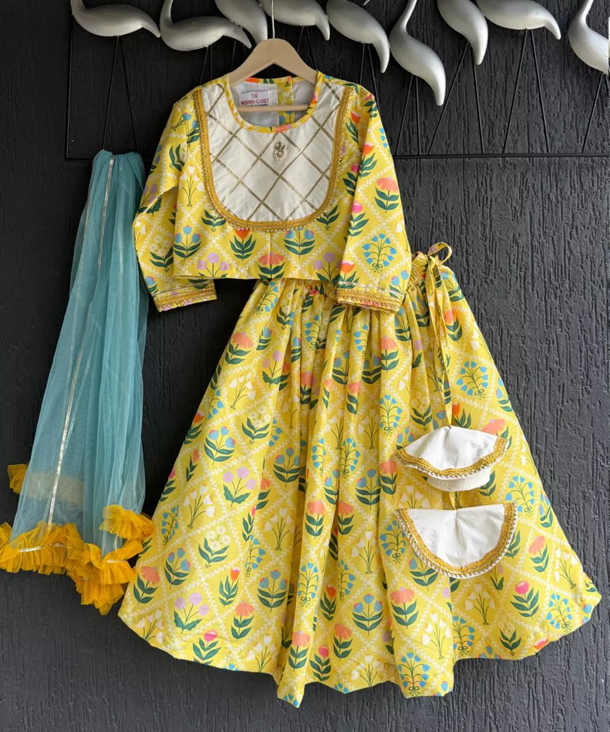 Sunny Yellow Floral Print Lehenga Set