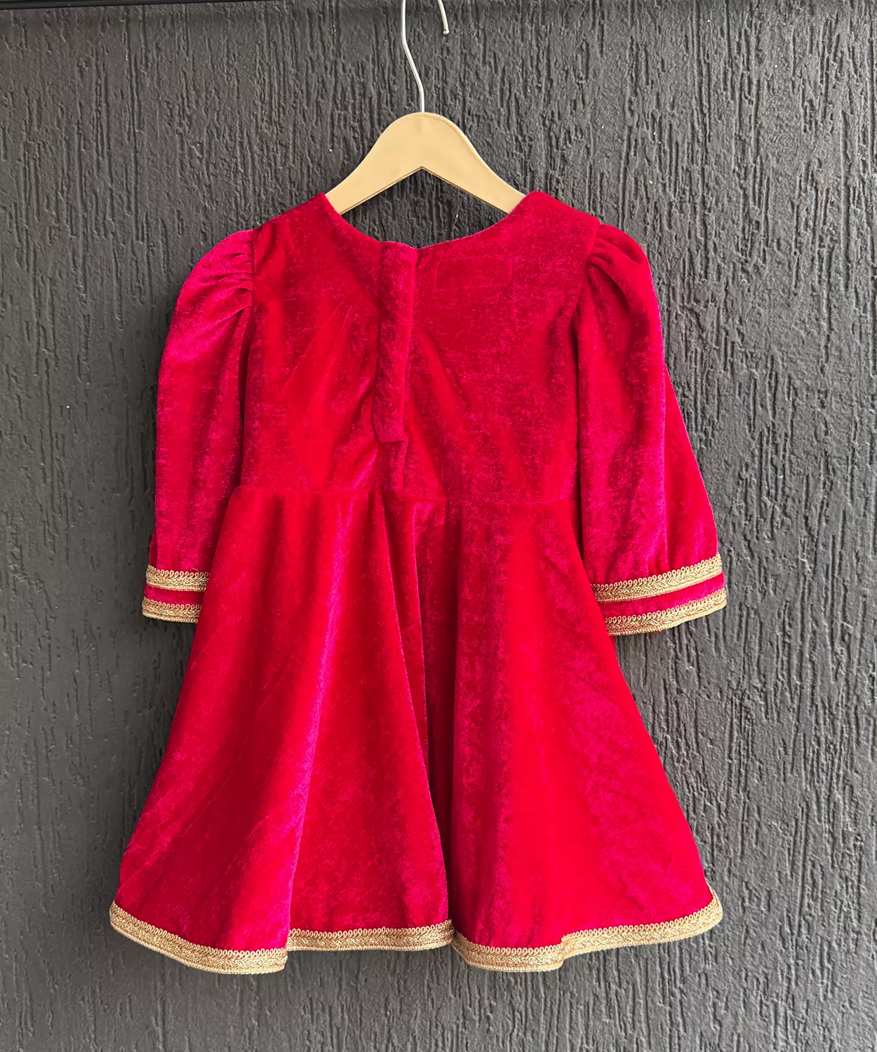 Fuchsia Pink Frock-Style Velvet Dhoti Set