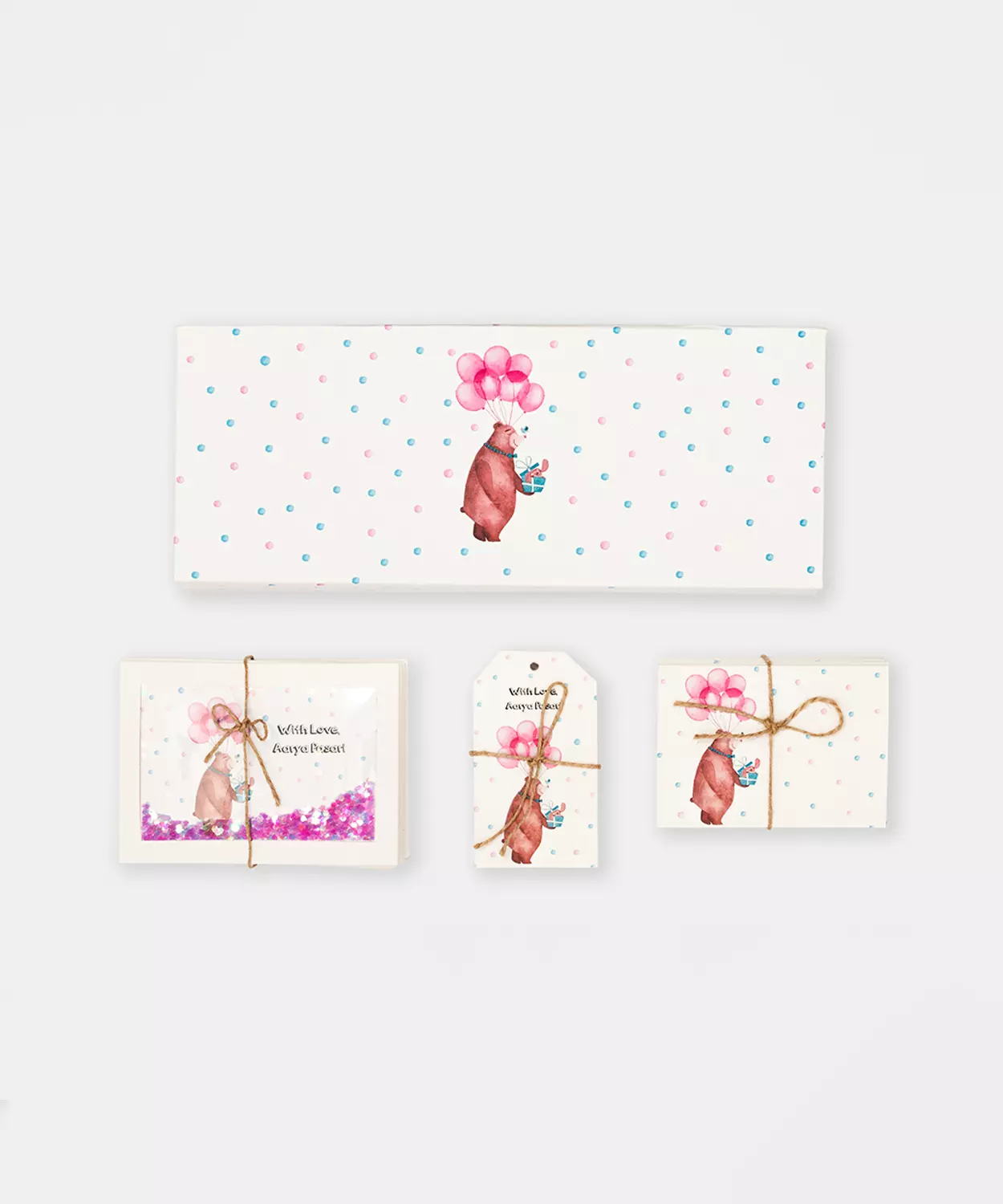 Teddy Party Pink Gift Tags