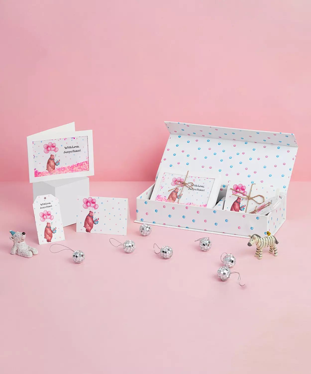 Teddy Party Pink Gift Tags